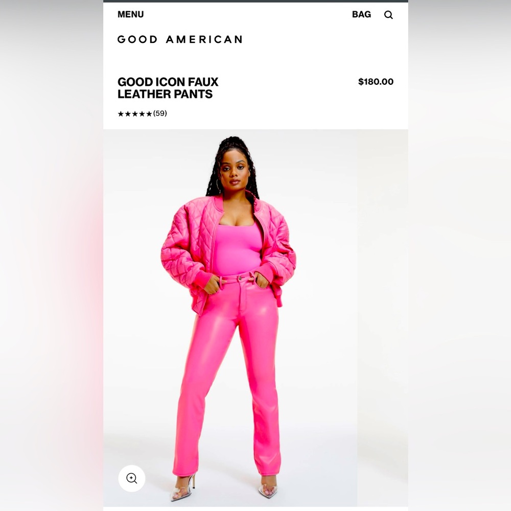 Good American Icon Faux Leather Pants in Sorority Pink. Barbiecore💕